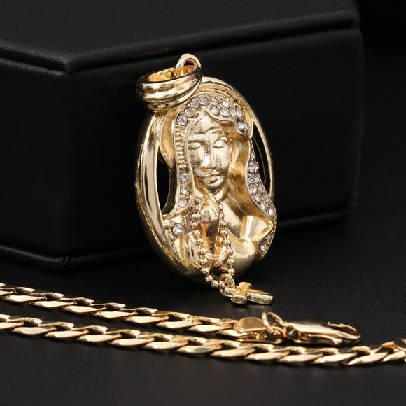 14k Oval Cross Necklace 20